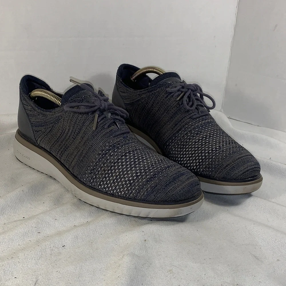 Cole Haan Men's Grand 500 Navy/White Knit Lace-Up Casual Sneakers